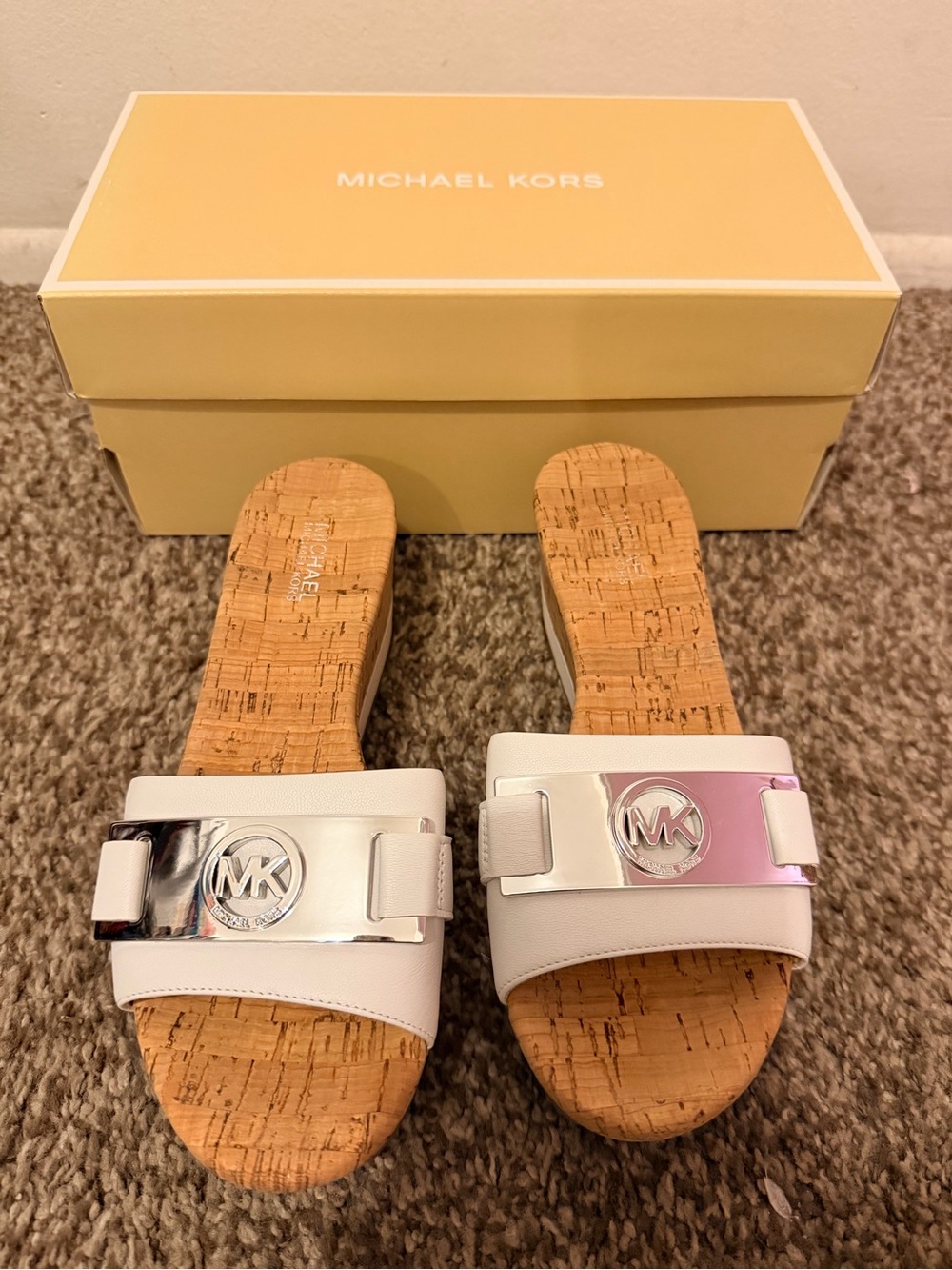 Michael Kors Warren Leather Platform Wedge Sandals | Size 5.5